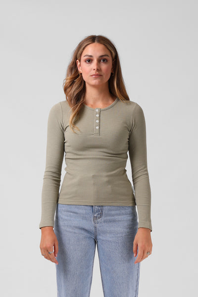 Khaki henley shirt best sale