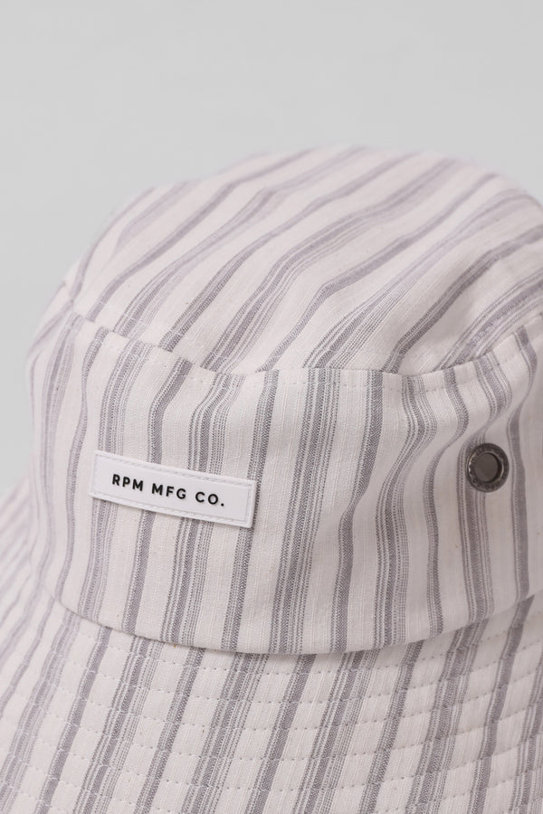 Bucket Hat - White/ Grey Stripe