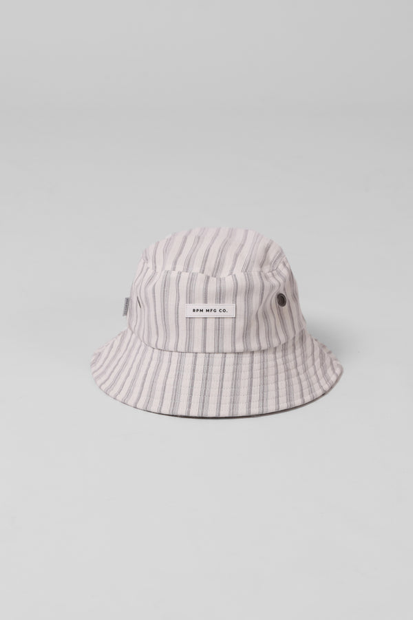 Bucket Hat - White/ Grey Stripe