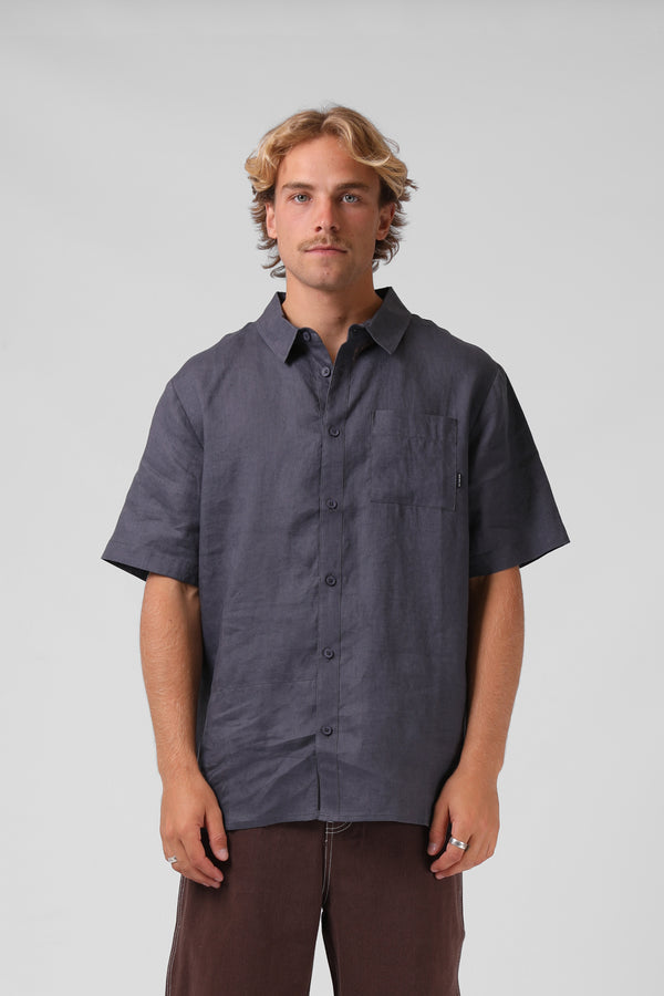 Linen S/S Shirt - Carbon