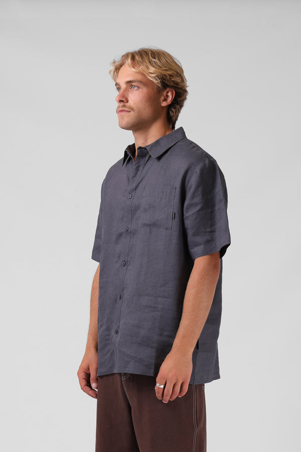 Linen S/S Shirt - Carbon