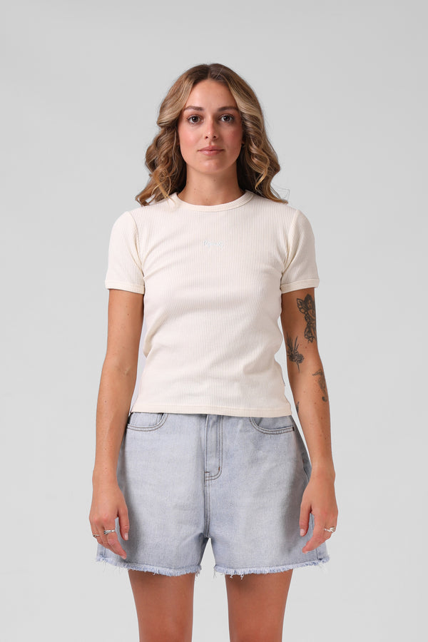 Heart Ribbed Tee - Off White