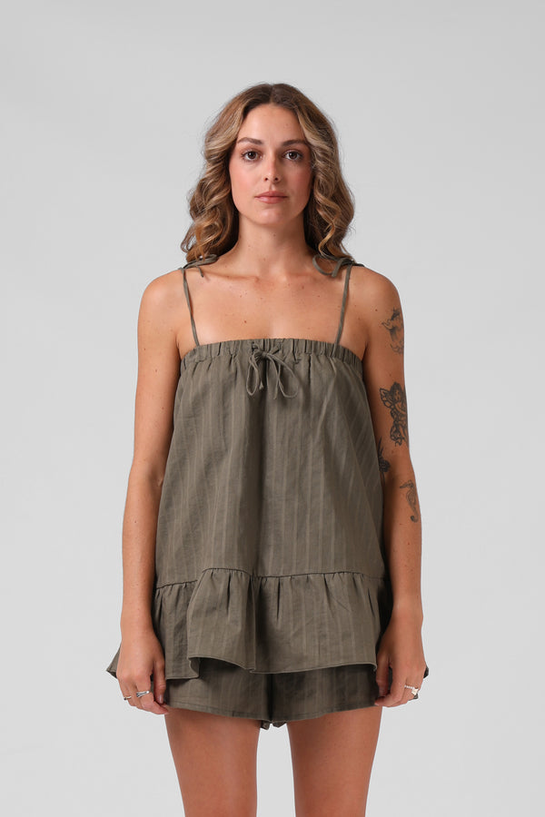 Tilly Top - Olive Textured