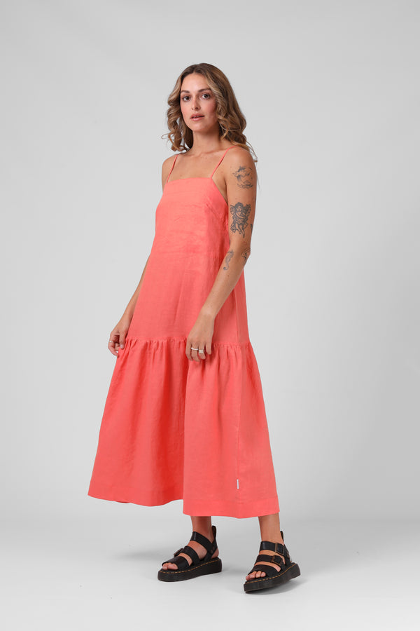 Antoinette Dress - Washed Coral