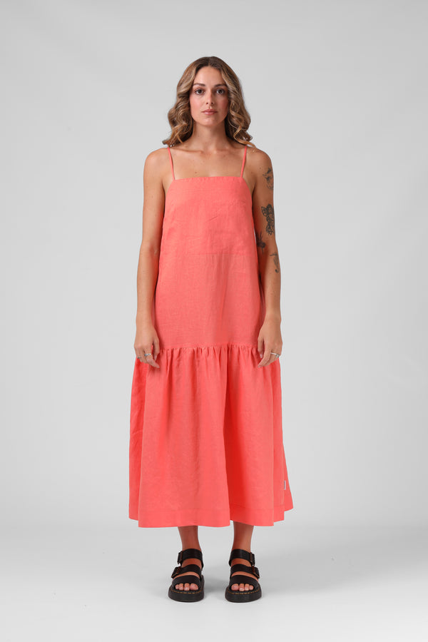 Antoinette Dress - Washed Coral