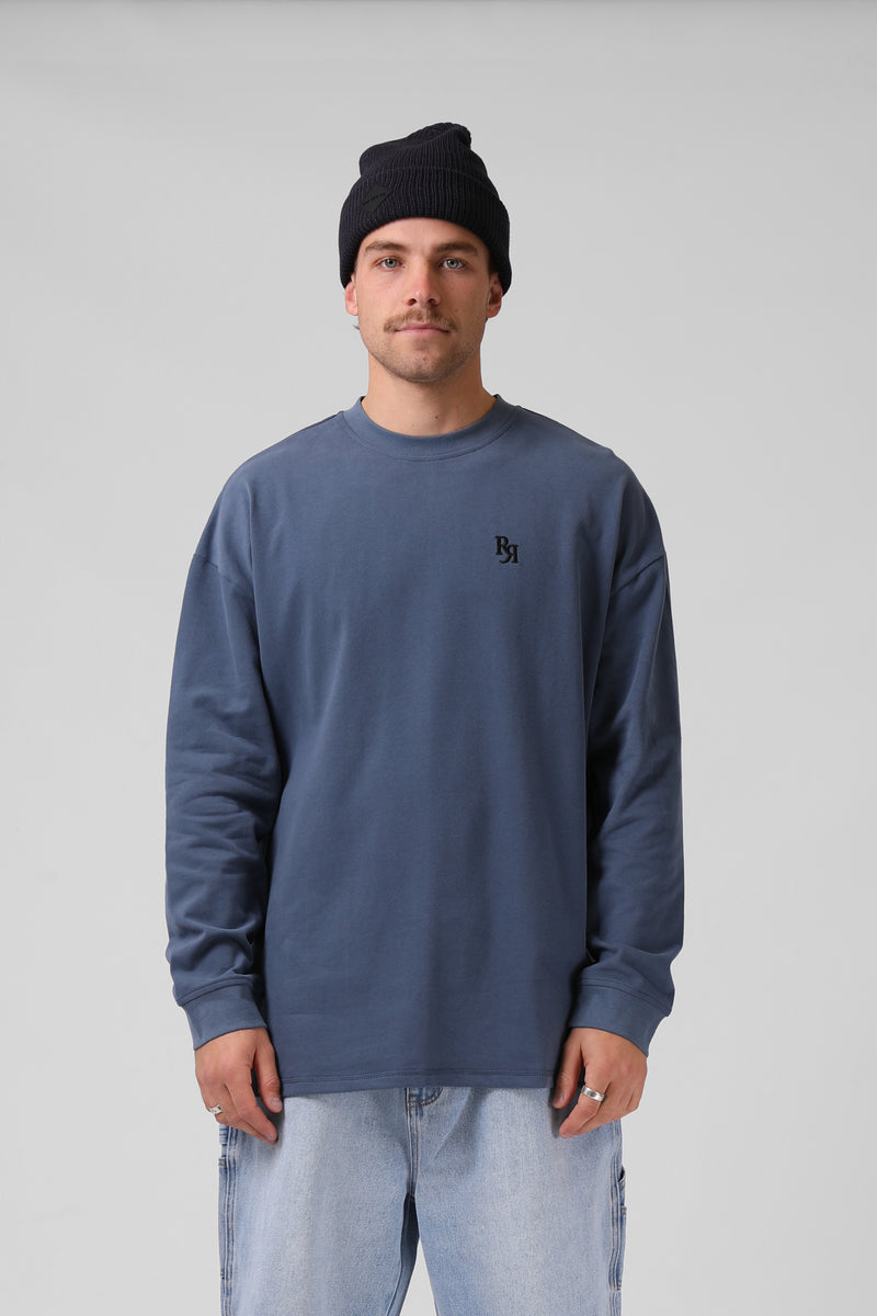 V2 Sanded L/S Tee - Navy Wash