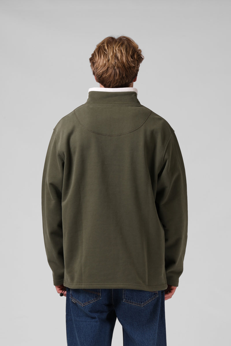 90s 1/4 Zip Sweater  - Olive / White