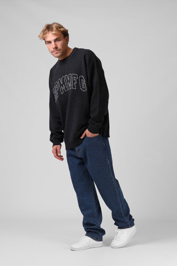 Slouch Varsity Knit - Black Marl