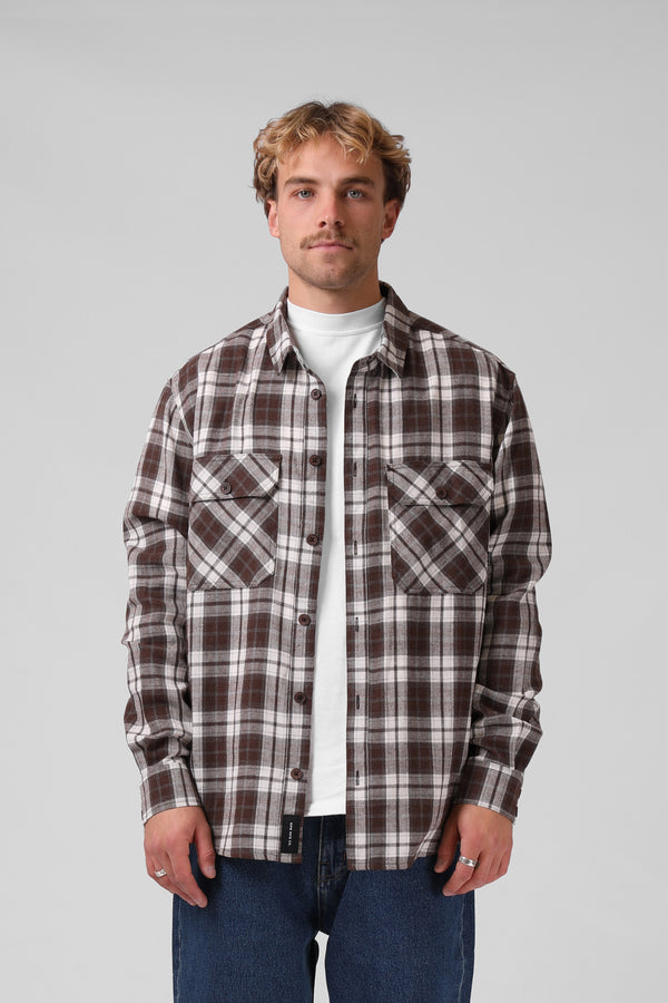 Plaid L-S Shirt - Brown Plaid