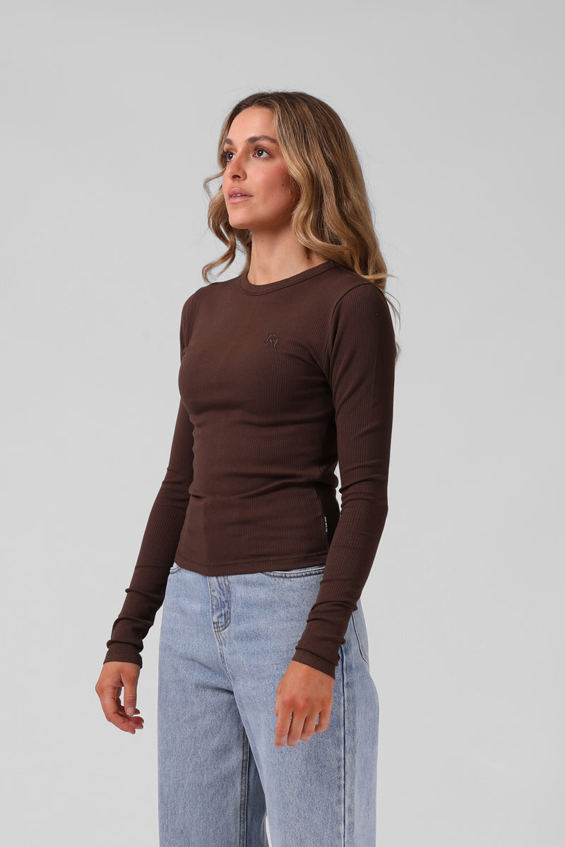 Ribbed L/S Tee - Chocolate