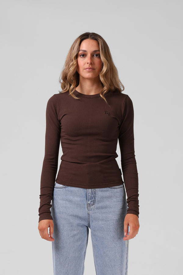 Ribbed L/S Tee - Chocolate