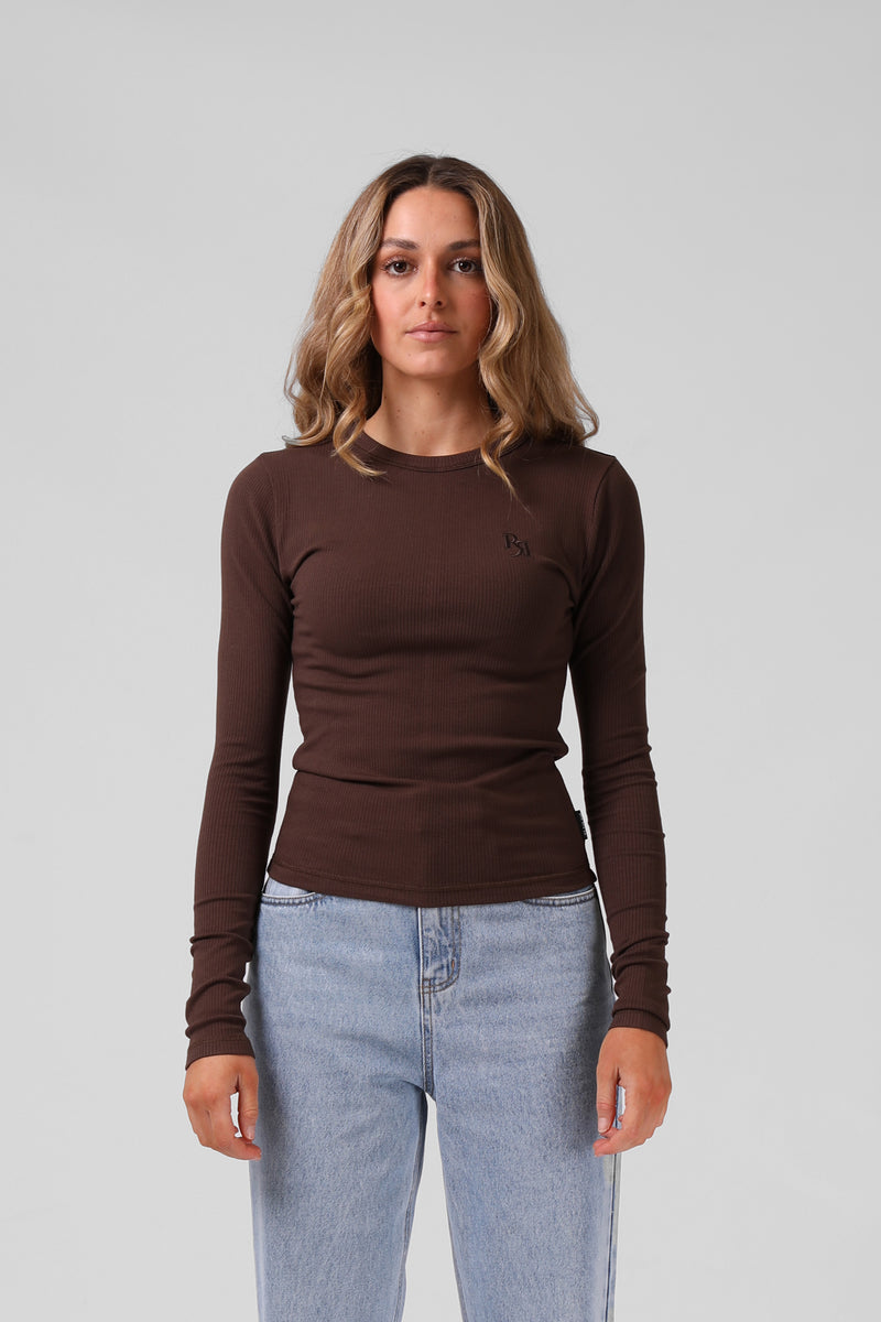 Ribbed L/S Tee - Chocolate