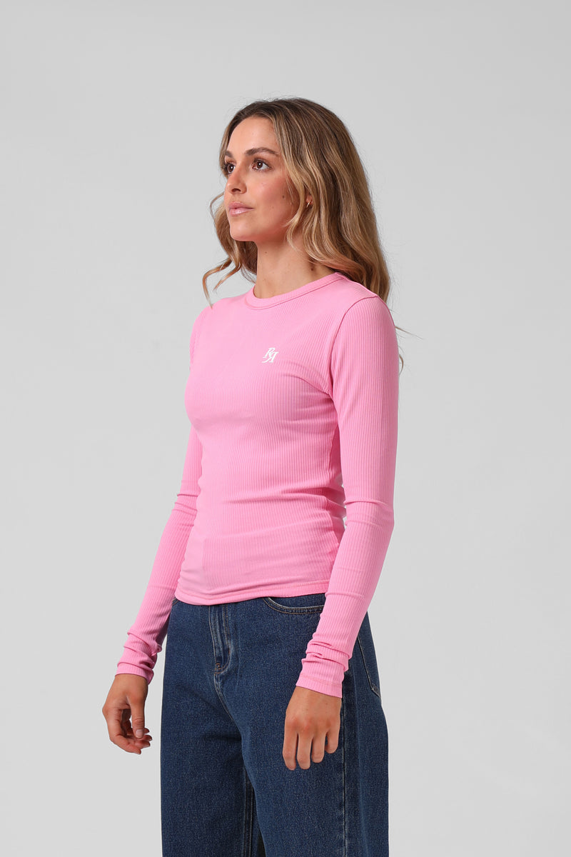 Ribbed L/S Tee - Bubble Gum