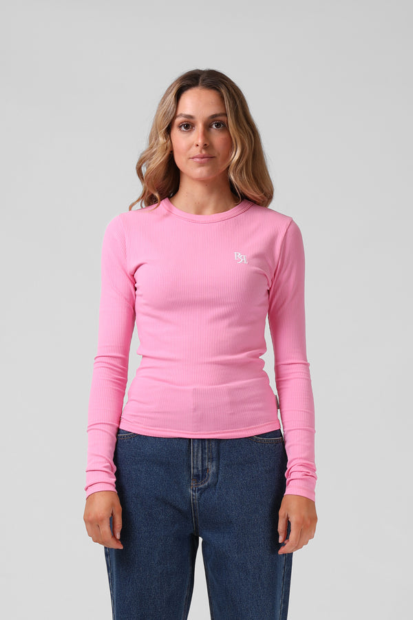 Ribbed L/S Tee - Bubble Gum