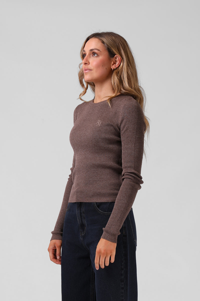 Knitted L/S  - Brown Marle