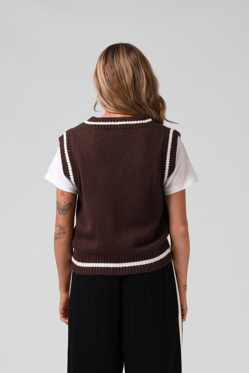 V Knit Vest - Chocolate