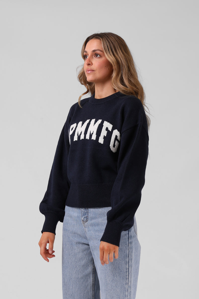 Ayla Varsity  Knit - Navy